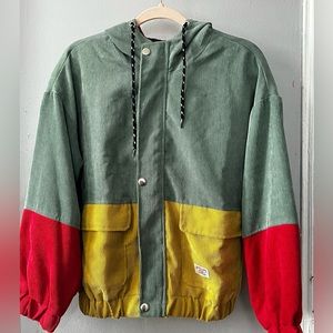 Colorblock Hooded Corduroy jacket